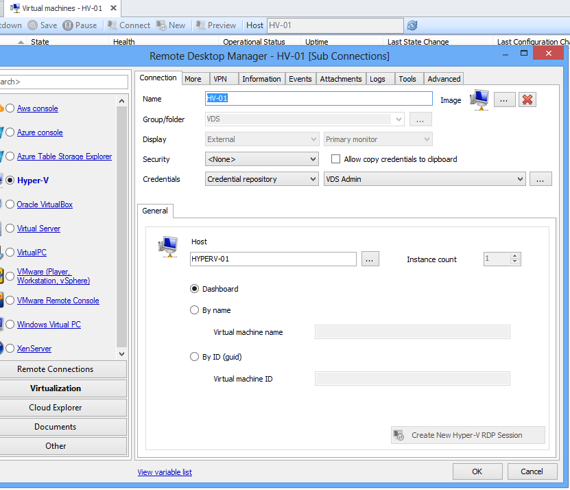 Hyperv not showing HV's