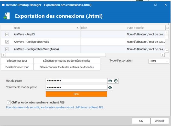 How to export all RDM entries (Including password), daily
