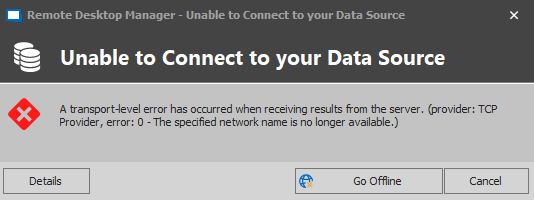 Unable to connect to your DataSource