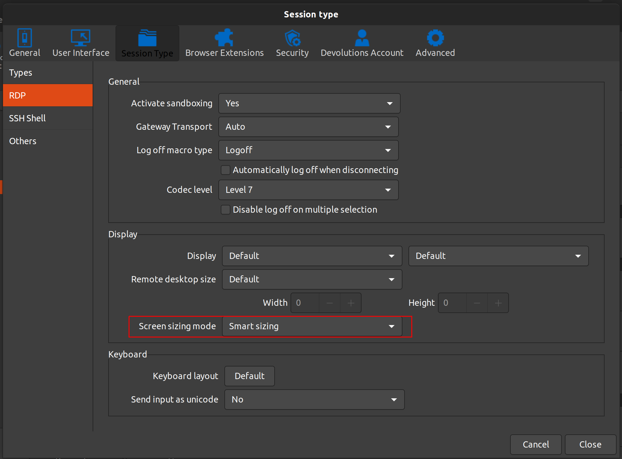 Scrolling bug when using a RDP-session