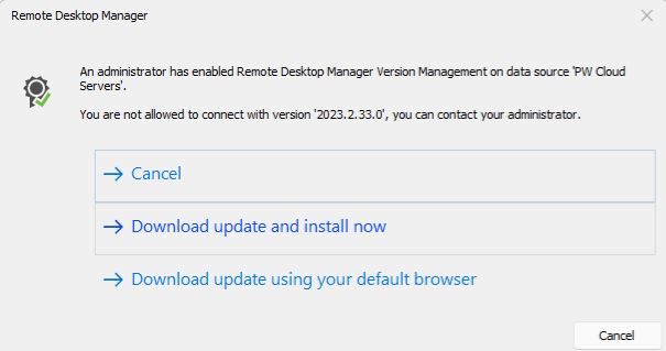 RDM Prompt for upgrade even you are on the latest version.