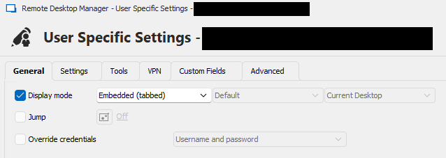 User specific settings dont overwrite display mode