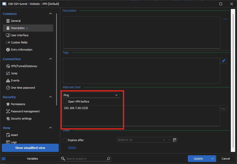 Session VPN: Configure Fallback IP