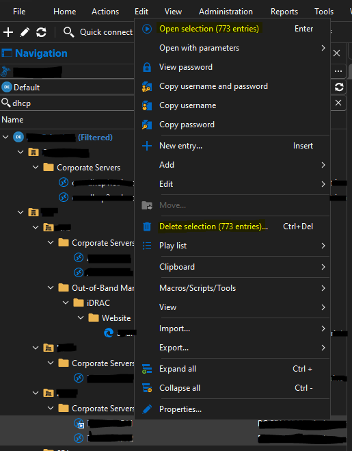 Number of Selected Entries Shown on Context Menu is Wrong
