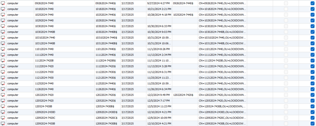 Active DIrectory Dashboard - multi-select functionality?