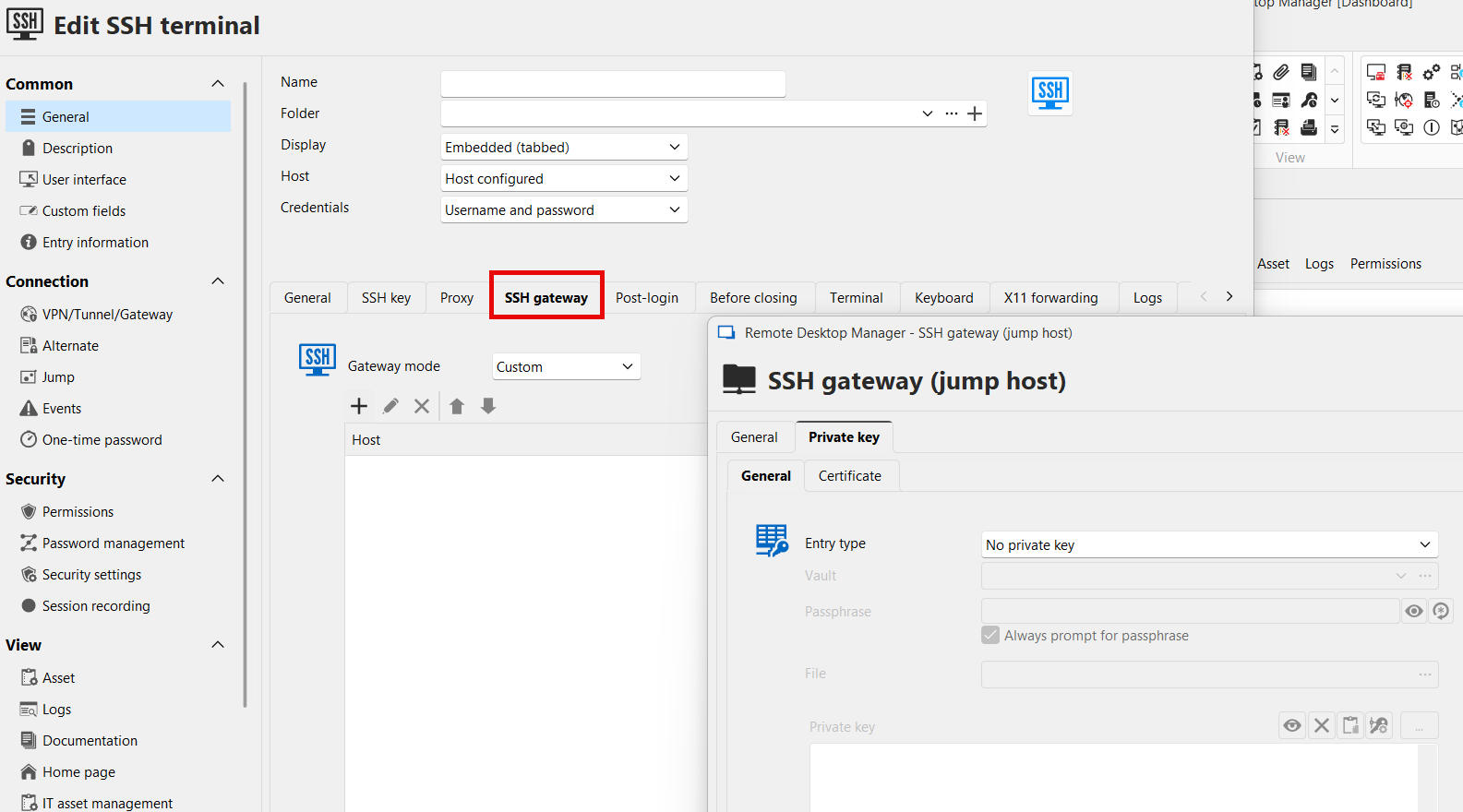 SSH Jump / gateway using two different keys
