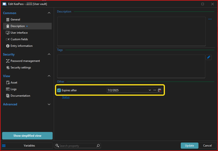 Incorporate KeePass Plugin 'Expiration Date' for entries