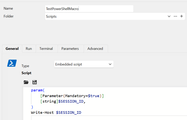 $SESSION_ID$ in PowerShell Macro when executed against entry