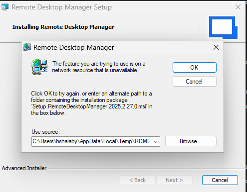 Unable to re-install RDM free edition again