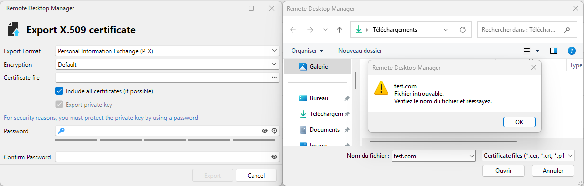 Save certificate as... broken in RDM 2026.2 - Devolutions Forum