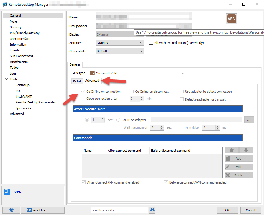 checkpoint vpn tunneling greyed out